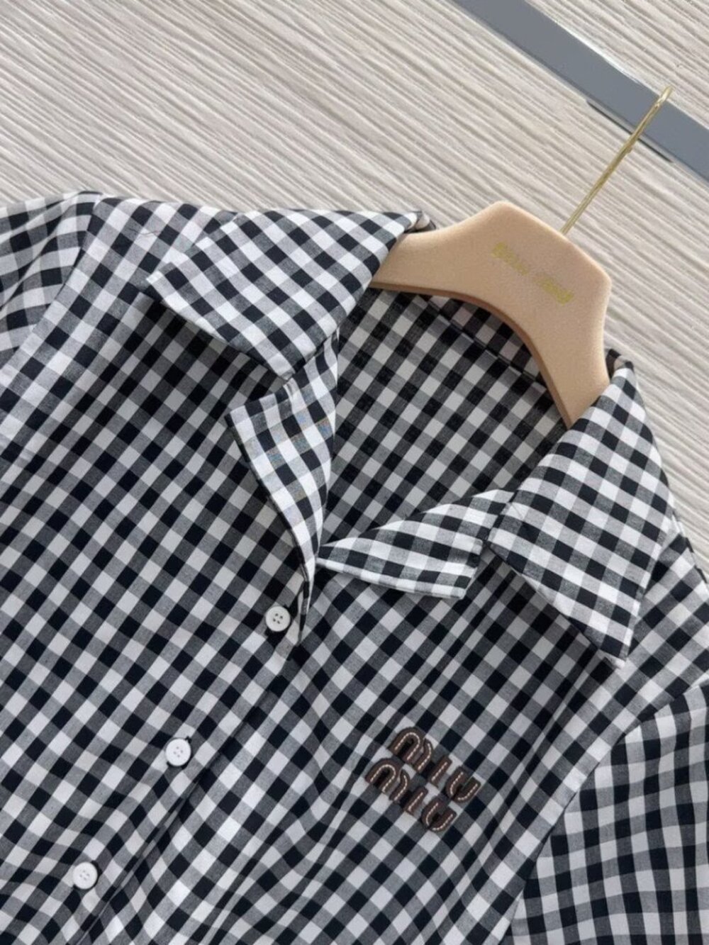 Miu Miu Black and White Gingham Two- Piece Skirt Set - Picture 3 of 9